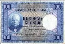 Islandia 100 Kronur, J. Sigurdsson  - Herd of sheep  - 1946 - P.35 a