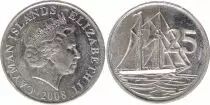 Islas Caim&aacute;n 25 Cents Elizabeth II - Boat sailing - 1992 to 2008