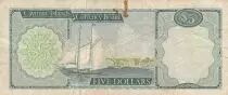 Islas Caim&aacute;n 5 Dollars - Elisabeth II - Ship - 1971