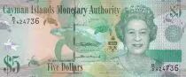 Islas Caim�n 5 Dollars Elizabeth II and Turtles - Parrots - 2018 - Serial D.3