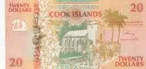 Islas Cook 20 Dollars - Church et Canoe - 1992 - Serial AAA