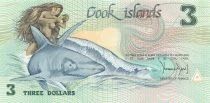 Islas Cook 3 Dollars - Mermaid - 1987