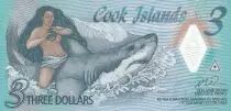 Islas Cook 3 Dollars Ina - Shark - Polymer - 2021 - Neuf