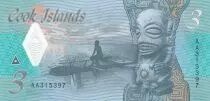 Islas Cook 3 Dollars Ina - Shark - Polymer - 2021 - Neuf