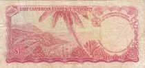 Islas del Caribe 1 Dollar - Elizabeth II - Beach, Coconut Tree - 1965 - B79