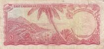 Islas del Caribe 1 Dollar Elizabeth II - Beach, Coconut Tree - 1965 - B30