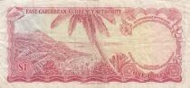 Islas del Caribe 1 Dollar Elizabeth II - Beach, Coconut Tree - 1965 - B37