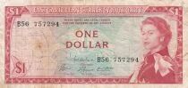 Islas del Caribe 1 Dollar Elizabeth II - Beach, Coconut Tree - 1965 - B56