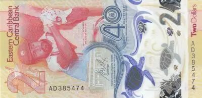 Islas del Caribe 2 Dollars - Sir IVA \ VIV\  RICHARDS - Polymer - 2023 - Serial AD