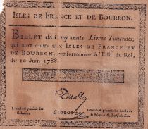 Isles of France and of Bourbon Fake 500 Livres Tournois - 10/06/1788 - VF - P.12x