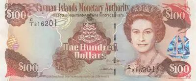 Isole Cayman 100 Dollars 2006 - Elizabeth II, harbor view - Serial C1