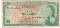 Isole dei Caraibi 5 Dollars - Elisabeth II - Letter G - 1965 - Series D19