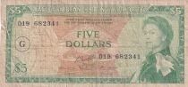 Isole dei Caraibi 5 Dollars - Elisabeth II - Letter G - 1965 - Series D19