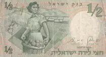 Israel 1/2 Lira - Woman soldier - Tombs of the Sanhedrin - 1958 - P.29