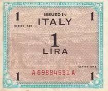 Italia 1 Lira - Blue and Rose - With F - 1943 - VF+ - P.M10a
