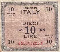 Italia 10 Lire - Brown and Grey - With F - 1943 - VF - P.M13a