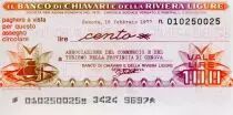 Italia 100 Lire Banco di Chiavari e della Riviera Ligure - 1977 - Genova - Neuf