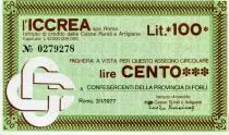 Italia 100 Lire ICCREA - 1977 - Roma - to Confesercenti della Provincia di Forli - UNC