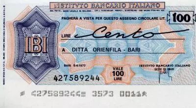 Italia 100 Lire Istituto Bancario Italiano - 1977 - Bari - UNC