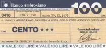 Italia 100 Lires Banco Ambrosiano - 29-12-1976 - UNC