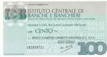 Italia 100 Lires Istituto Centrale di Banche E Banchieri - 1977 - UNC