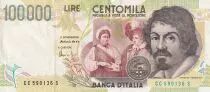 Italia 100000 Lire - Caravaggio - Fruits - 1994 - VF to XF - P.117b