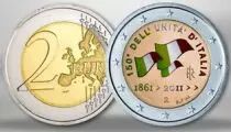 Italia 2 Euro 150 years of Italian Unification, colorised