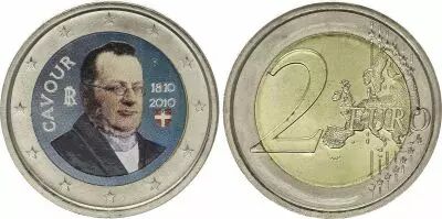 Italia 2 Euros - Cavour - Colorised - 2010