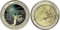 Italia 2 Euros - Louis Braille - Colorised - 2009