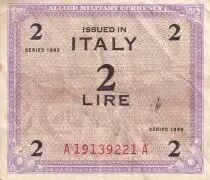 Italia 2 Lire - Brown and Rose - Without F - 1943 - VF - P.M11b