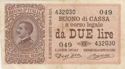 Italia 2 Lire - Vittorio Emanuele III - 1914
