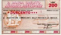 Italia 200 Lire Banca Credito Agrario Bresciano - 1976 - Brescia - UNC