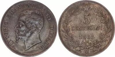Italia 5 Centesimi Victor Emmanuel II - 1861