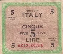 Italia 5 Lire - Brown and Green - With F - 1943 - F - P.M12a