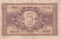 Italia 5 Lire - Helmeted woman - 1944 - P.31c