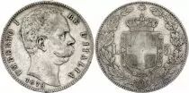 Italia 5 Lire - Umberto I - Arms - 1879 - Silver - R Roma - KM.20