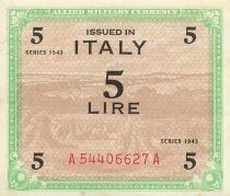 Italia 5 Lire - US Printing  - 1943 - P.M12a