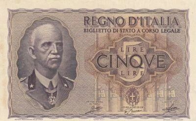 Italia 5 Lire - Vittorio Emanuele III - ND (1940-1944)