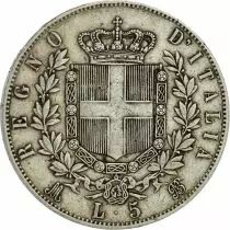 Italia 5 Lire Vittorio Emanuele II - 1861-1878 - Silver