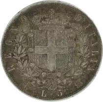 Italia 5 Lire Vittorio Emanuele II - 1873 M BN - Milan - Silver - KM.8.3