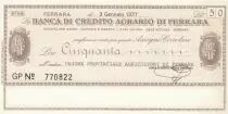 Italia 50 Lire Banca di credito Agrario Di Ferrara - 1977 - UNC
