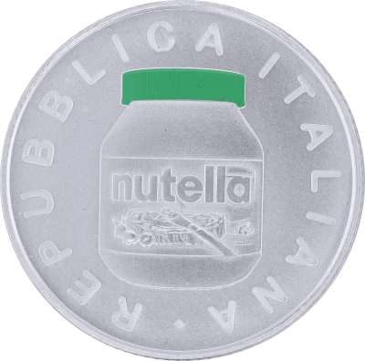 Italia Nutella - Green version - 5 Euros Silver Colour ITALY 2021 - Italian Excellence