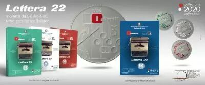 Italia Set of 3 x 5 Euro Olivetti Letterra 22- 2020 - in folder - Silver Colorized