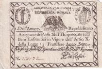 Italian States 7 Paoli - Assegnato - Roman republic - 1798 - P.S537