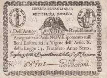 Italian States 9 Paoli - Assegnato - Roman republic - 1798 - P.S539