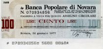 Italie 100 Lire Banco Popolare di Novara - 1977 - Novara - NEUF