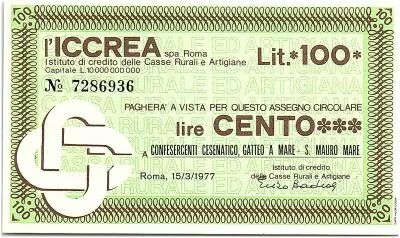 Italie 100 Lire ICCREA - Confesercenti Cesenatico Gatteo a Mare - 1977 - Neuf