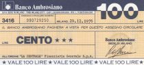 Italie 100 Lires Banco Ambrosiano - 29-12-1976 - Neuf
