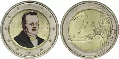 Italie 2 Euros - Cavour - Coloris�e - 2010