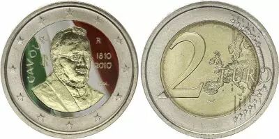 Italie 2 Euros - Cavour - Coloris�e - 2010